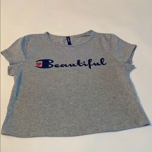 NWT Beautiful Champ Graphic Tee Crop Top T-shirt
